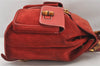 Authentic GUCCI Vintage Bamboo Drawstring Backpack Suede Leather Red 7160K