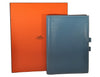 Authentic HERMES Agenda Globe Trotter Notebook Cover Leather Blue Box 7161I