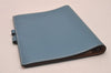 Authentic HERMES Agenda Globe Trotter Notebook Cover Leather Blue Box 7161I