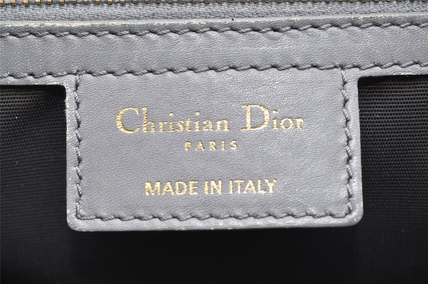 Authentic Christian Dior Panarea Cannage Tote Bag PVC Leather Blue Gray 7161K