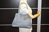 Authentic Christian Dior Panarea Cannage Tote Bag PVC Leather Blue Gray 7161K