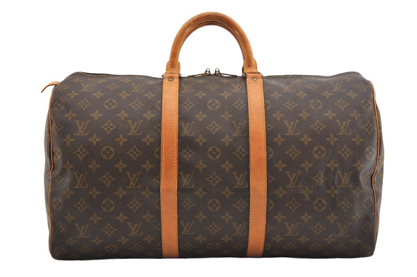 Authentic Louis Vuitton Monogram Keepall 50 Travel Boston Bag M41426 LV 7162J