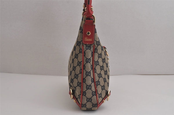 Authentic GUCCI Abbey Shoulder Hand Bag GG Canvas Leather 130738 Navy 7163J