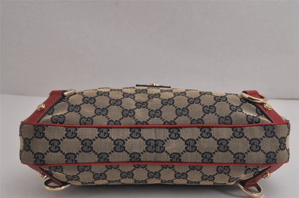 Authentic GUCCI Abbey Shoulder Hand Bag GG Canvas Leather 130738 Navy 7163J