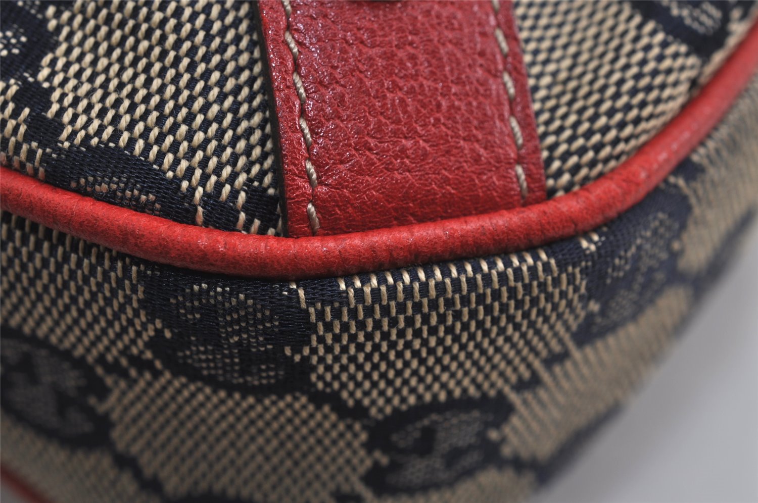 Authentic GUCCI Abbey Shoulder Hand Bag GG Canvas Leather 130738 Navy 7163J