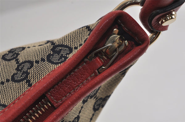 Authentic GUCCI Abbey Shoulder Hand Bag GG Canvas Leather 130738 Navy 7163J