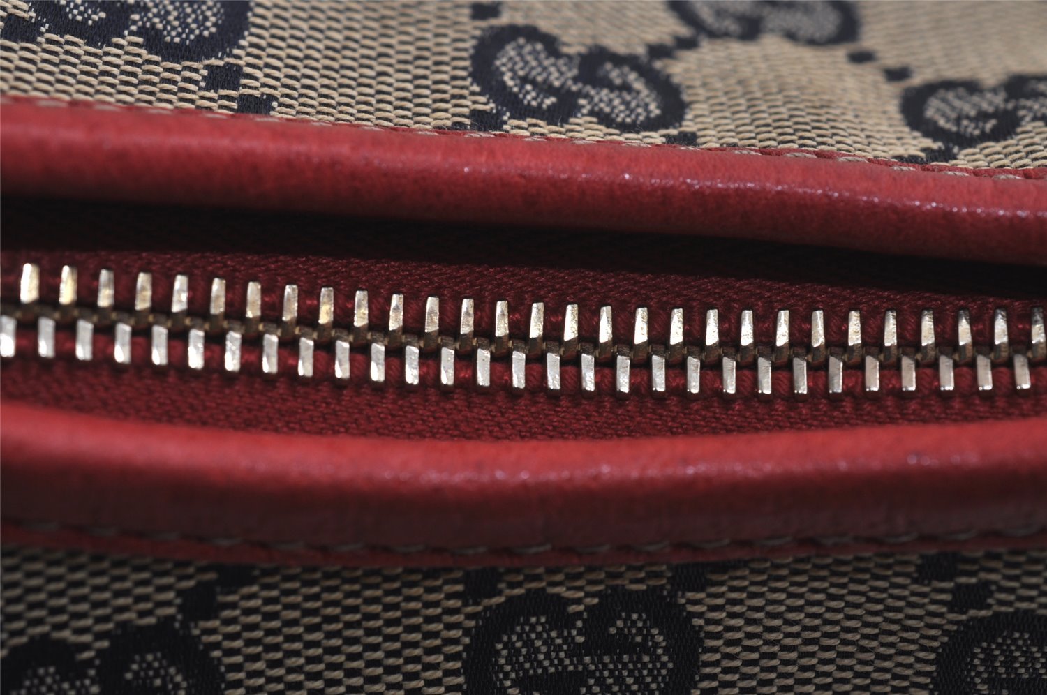 Authentic GUCCI Abbey Shoulder Hand Bag GG Canvas Leather 130738 Navy 7163J