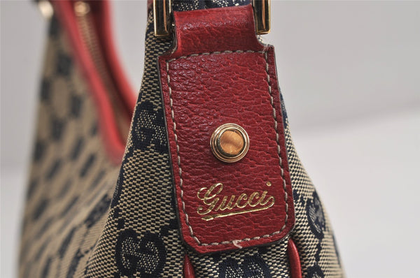 Authentic GUCCI Abbey Shoulder Hand Bag GG Canvas Leather 130738 Navy 7163J