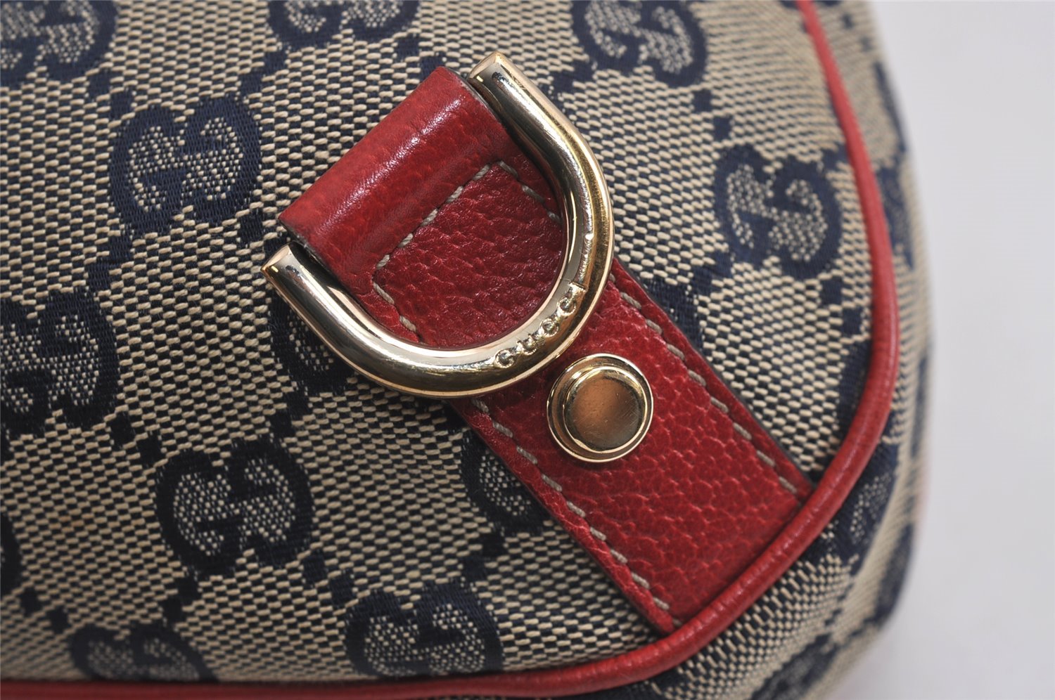 Authentic GUCCI Abbey Shoulder Hand Bag GG Canvas Leather 130738 Navy 7163J