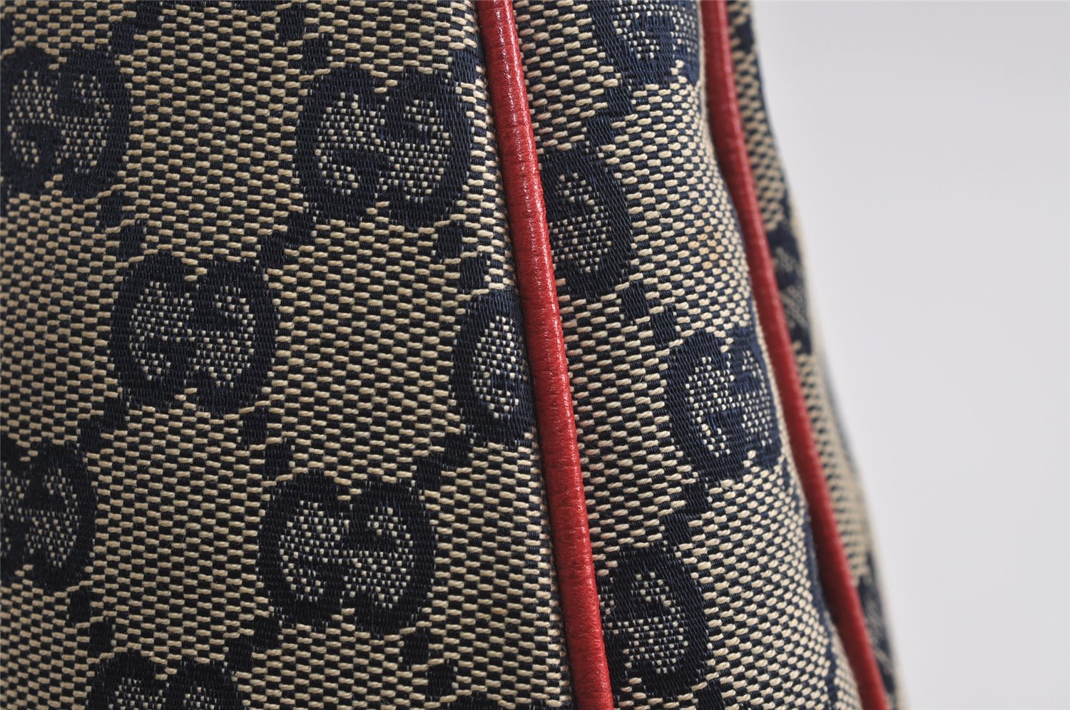 Authentic GUCCI Abbey Shoulder Hand Bag GG Canvas Leather 130738 Navy 7163J