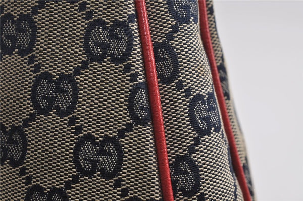 Authentic GUCCI Abbey Shoulder Hand Bag GG Canvas Leather 130738 Navy 7163J