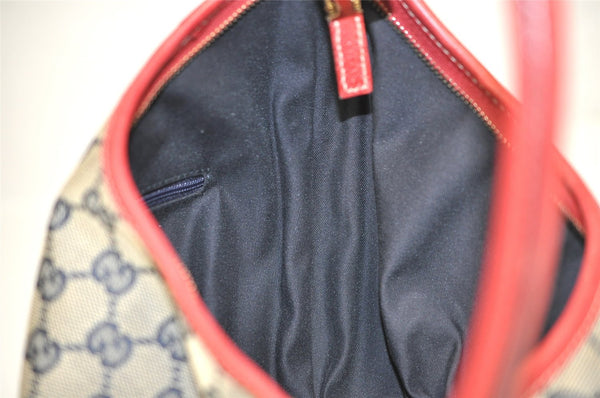 Authentic GUCCI Abbey Shoulder Hand Bag GG Canvas Leather 130738 Navy 7163J