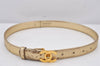 Authentic CHANEL Calf Skin Belt CC Logo Turnlock 61.5-72cm 24.2-28.3" Gold 7163K