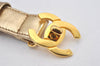 Authentic CHANEL Calf Skin Belt CC Logo Turnlock 61.5-72cm 24.2-28.3" Gold 7163K