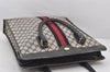 Authentic GUCCI Sherry Line Hand Tote Bag GG PVC Leather Navy Blue Junk 7165K