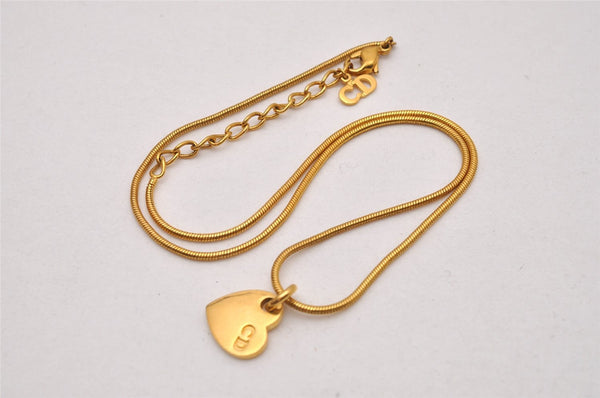 Authentic Christian Dior Gold Tone Chain Pendant Necklace CD 7166I