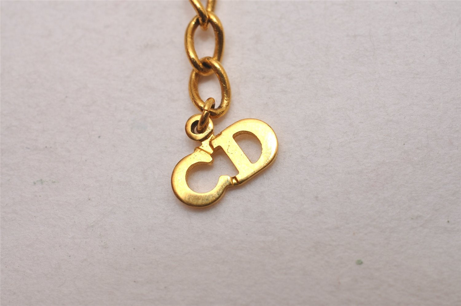 Authentic Christian Dior Gold Tone Chain Pendant Necklace CD 7166I