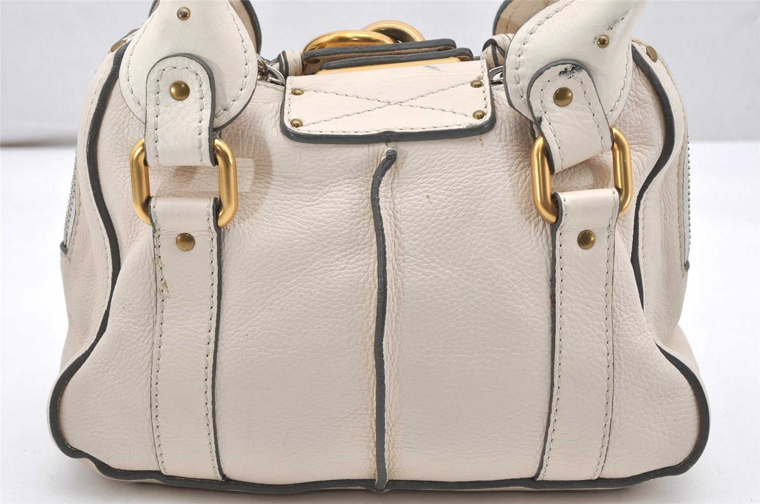 Authentic Chloe Vintage Paddington Leather Shoulder Hand Bag Purse White 7166K