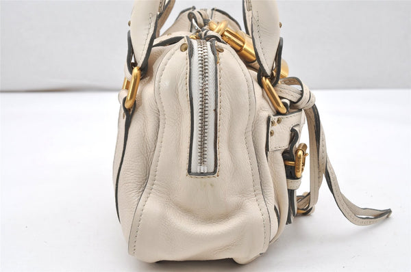 Authentic Chloe Vintage Paddington Leather Shoulder Hand Bag Purse White 7166K