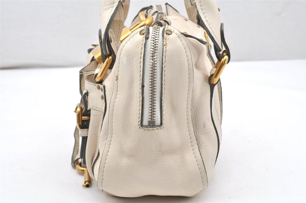 Authentic Chloe Vintage Paddington Leather Shoulder Hand Bag Purse White 7166K