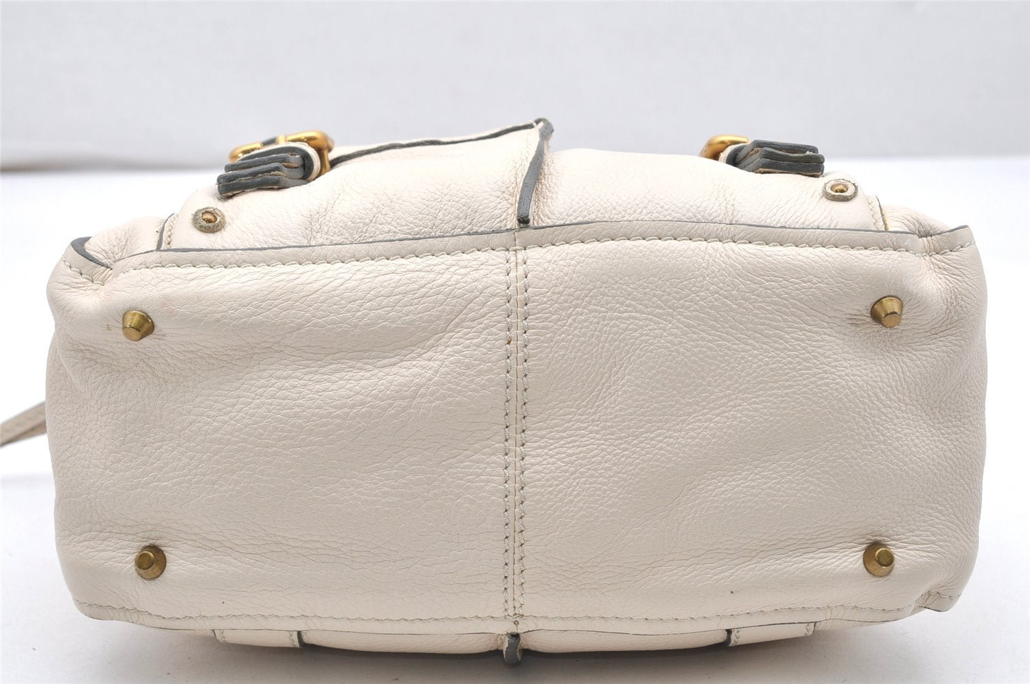 Authentic Chloe Vintage Paddington Leather Shoulder Hand Bag Purse White 7166K