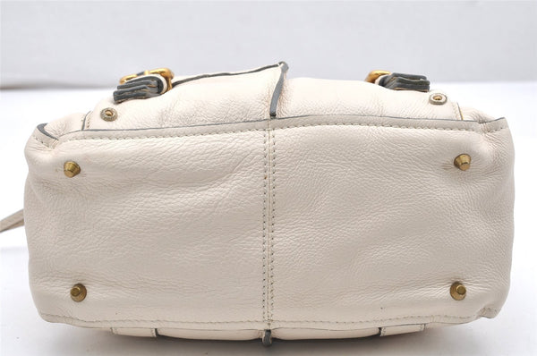 Authentic Chloe Vintage Paddington Leather Shoulder Hand Bag Purse White 7166K