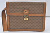 Authentic GUCCI Vintage Micro GG PVC Leather Clutch Hand Bag Purse Brown 7168K