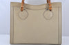 Authentic GUCCI Vintage Bamboo Hand Bag Leather 0028260 Cream White 7169K