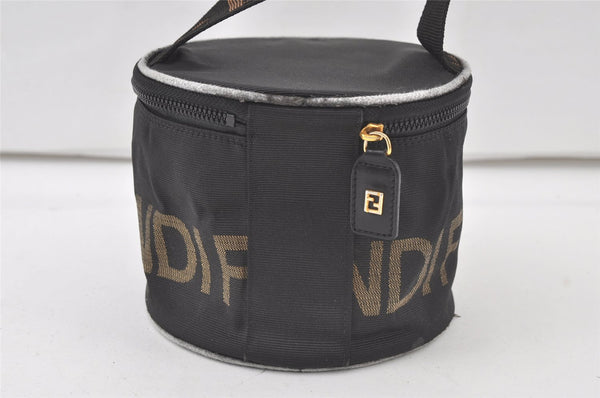 Authentic FENDI Vintage Vanity Hand Bag Purse Nylon Leather Black Junk 7170K