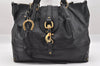 Authentic Chloe Kerala Vintage 2Way Shoulder Tote Bag Leather White Black 7172I