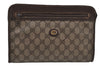 Authentic GUCCI Vintage Clutch Hand Bag Purse GG PVC Leather Brown 7172J