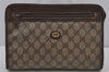 Authentic GUCCI Vintage Clutch Hand Bag Purse GG PVC Leather Brown 7172J