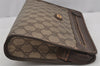 Authentic GUCCI Vintage Clutch Hand Bag Purse GG PVC Leather Brown 7172J