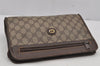 Authentic GUCCI Vintage Clutch Hand Bag Purse GG PVC Leather Brown 7172J