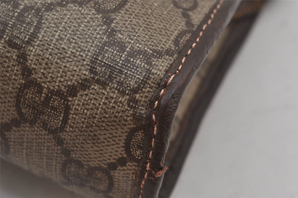 Authentic GUCCI Vintage Clutch Hand Bag Purse GG PVC Leather Brown 7172J