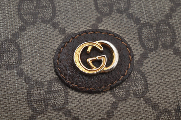 Authentic GUCCI Vintage Clutch Hand Bag Purse GG PVC Leather Brown 7172J