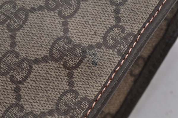 Authentic GUCCI Vintage Clutch Hand Bag Purse GG PVC Leather Brown 7172J