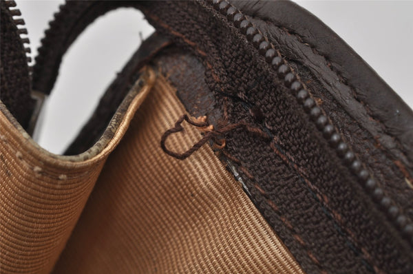 Authentic GUCCI Vintage Clutch Hand Bag Purse GG PVC Leather Brown 7172J