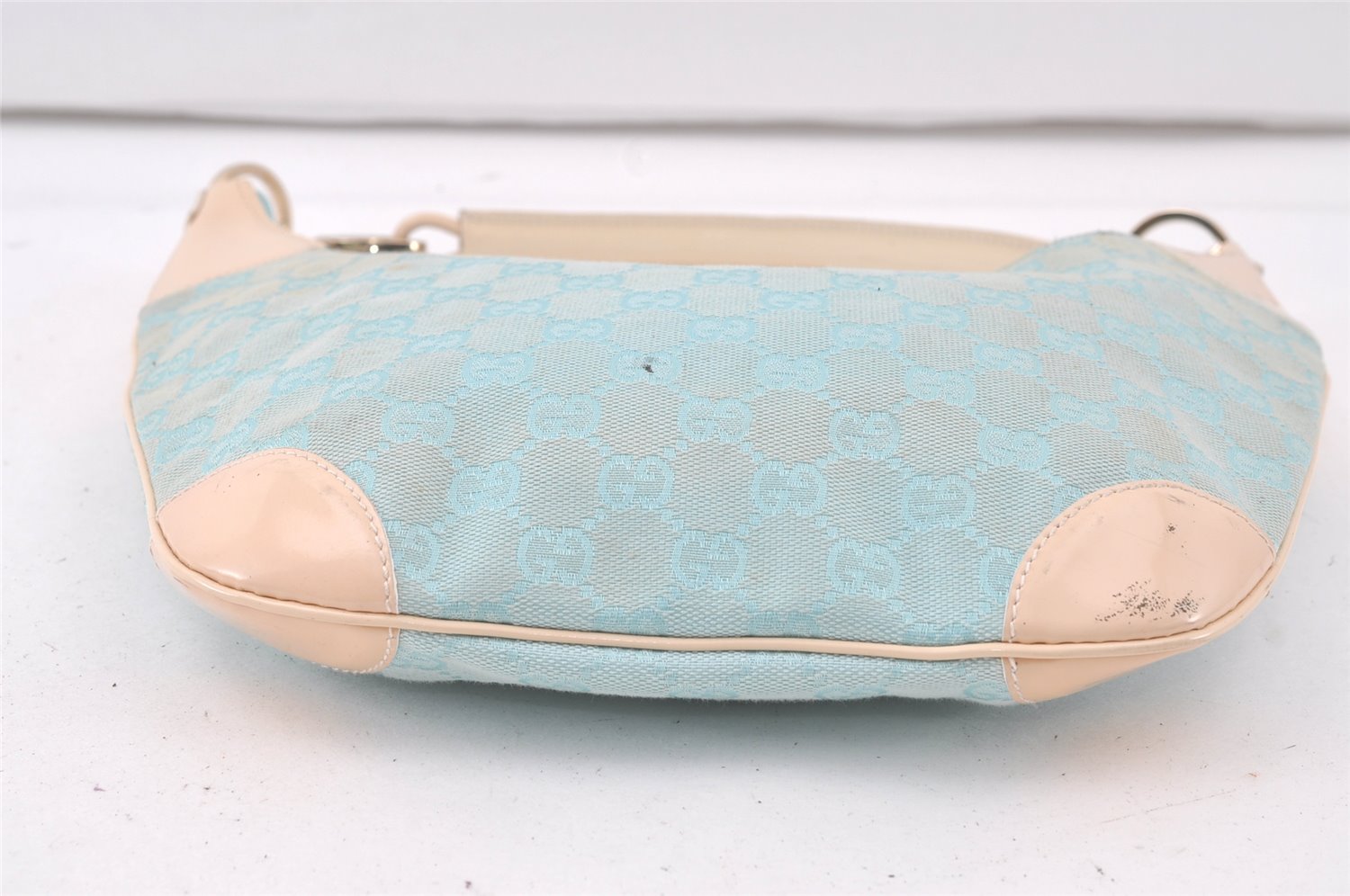 Authentic GUCCI Shoulder Hand Bag GG Canvas Enamel 0014158 Light Blue 7172K