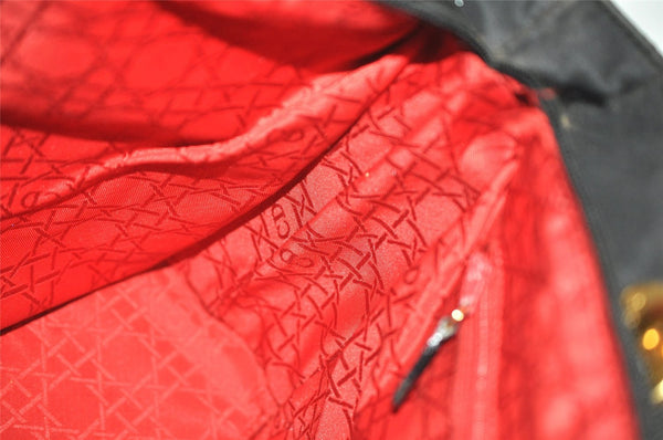 Authentic Christian Dior Lady Dior Cannage Nylon 2Way Hand Bag Black CD 7177I