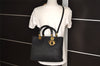 Authentic Christian Dior Lady Dior Cannage Nylon 2Way Hand Bag Black CD 7177I