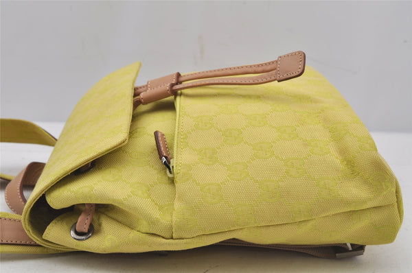 Authentic GUCCI Vintage Backpack Purse GG Canvas Leather 0030242 Yellow 7177J