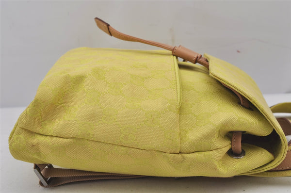 Authentic GUCCI Vintage Backpack Purse GG Canvas Leather 0030242 Yellow 7177J