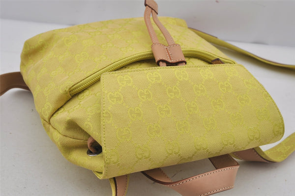 Authentic GUCCI Vintage Backpack Purse GG Canvas Leather 0030242 Yellow 7177J
