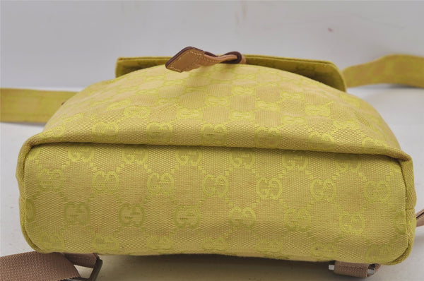 Authentic GUCCI Vintage Backpack Purse GG Canvas Leather 0030242 Yellow 7177J