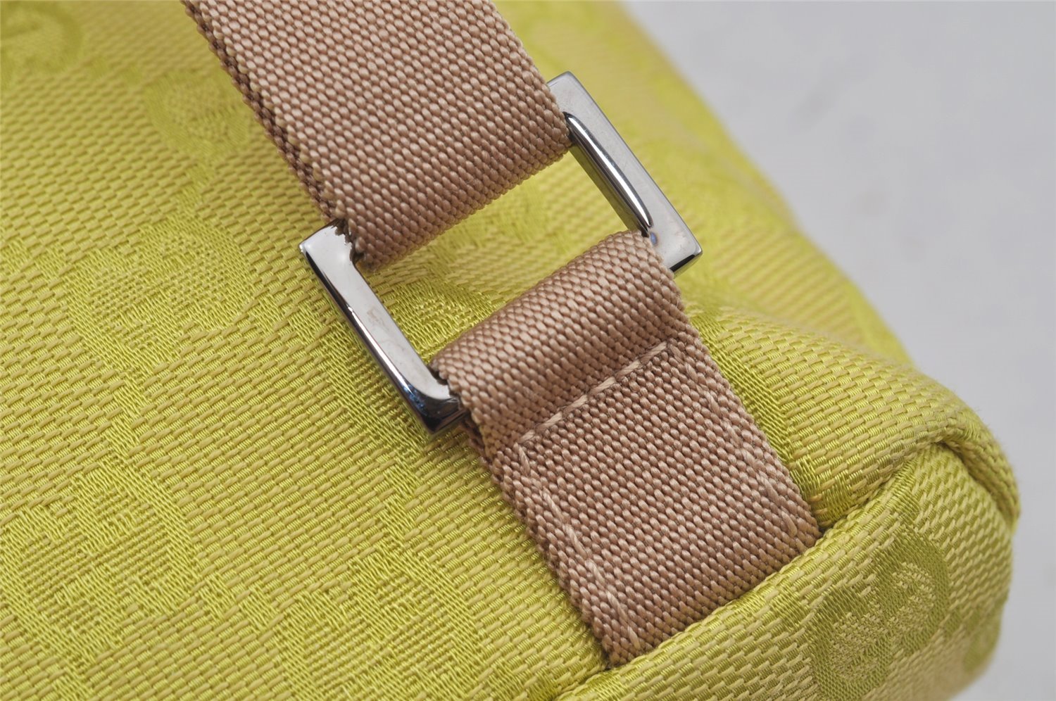 Authentic GUCCI Vintage Backpack Purse GG Canvas Leather 0030242 Yellow 7177J