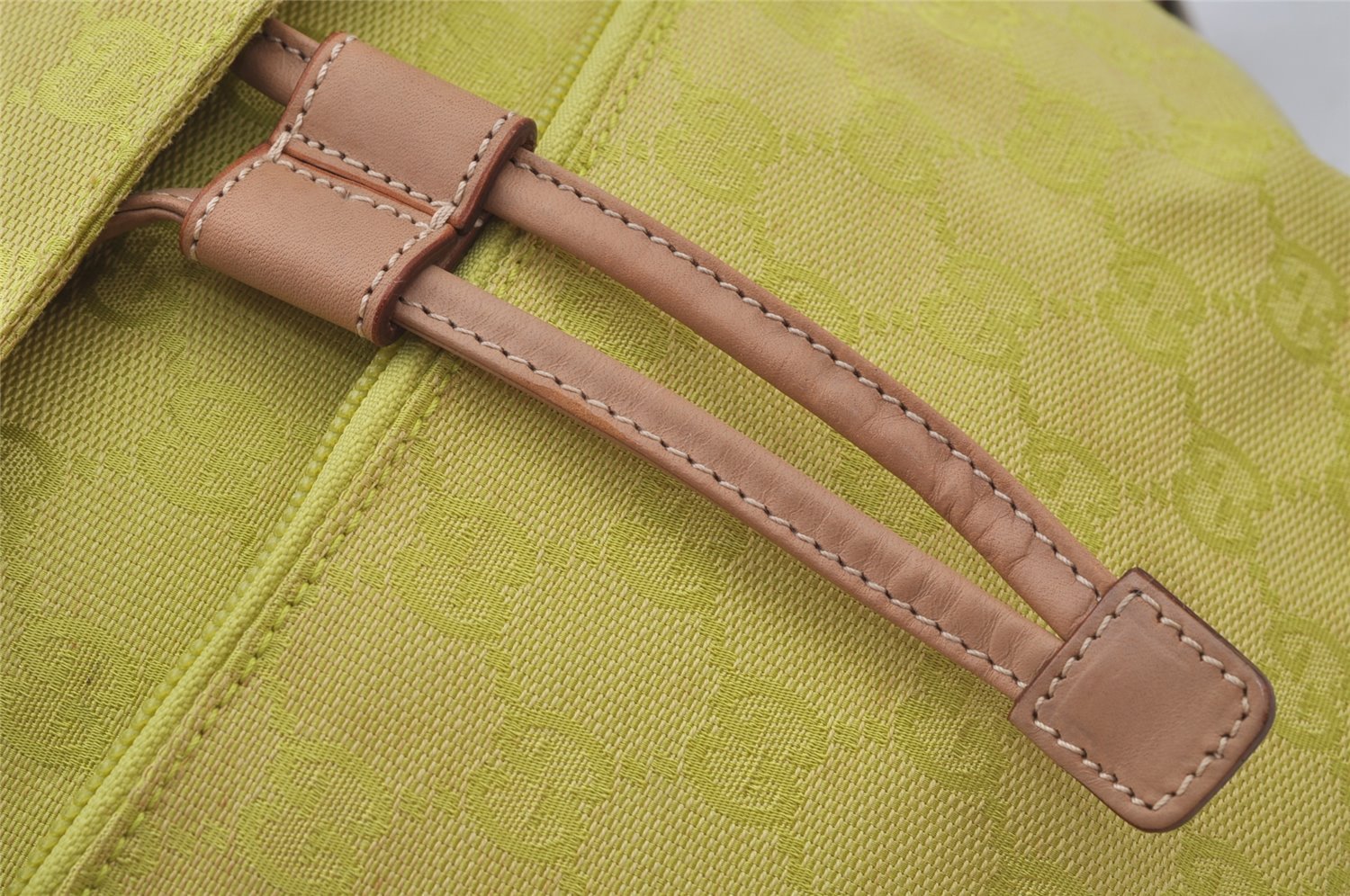 Authentic GUCCI Vintage Backpack Purse GG Canvas Leather 0030242 Yellow 7177J