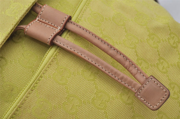 Authentic GUCCI Vintage Backpack Purse GG Canvas Leather 0030242 Yellow 7177J