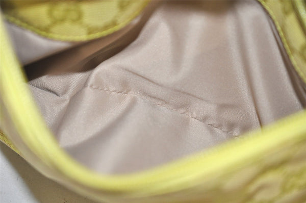 Authentic GUCCI Vintage Backpack Purse GG Canvas Leather 0030242 Yellow 7177J