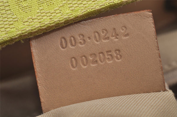 Authentic GUCCI Vintage Backpack Purse GG Canvas Leather 0030242 Yellow 7177J